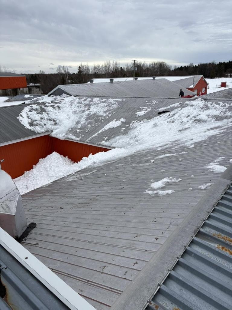 Déneigement de toitures métalliques